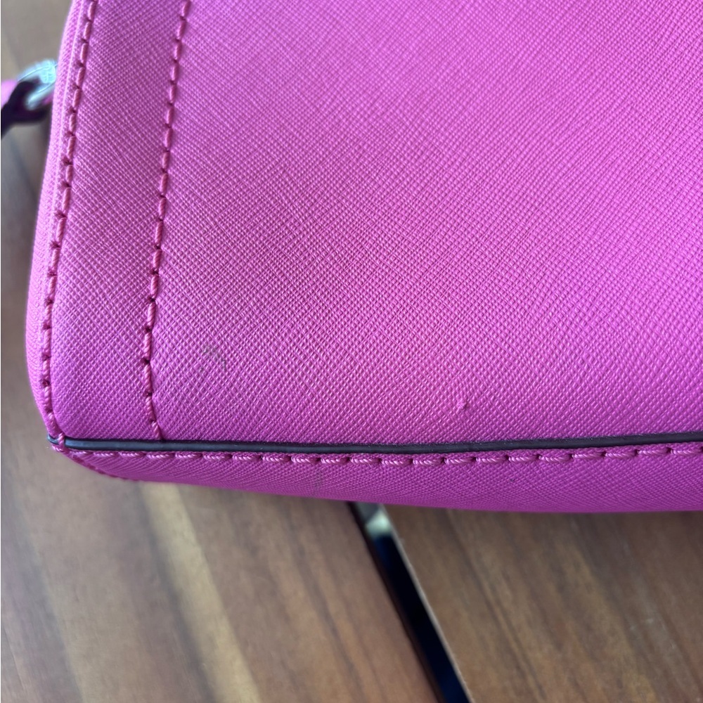 Marc Jacobs Bright Pink Playback Half Moon Saffiano Leather Small Crossbody Bag - Picture 7 of 12